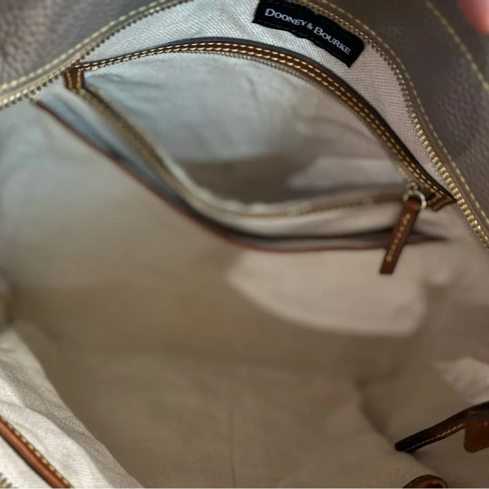 Dooney & Bourke pebble grain Taupe and Brown Leather Tote - Picture 3 of 8